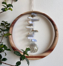 Multicolored Blue Lace Agate Canarywood Suncatcher