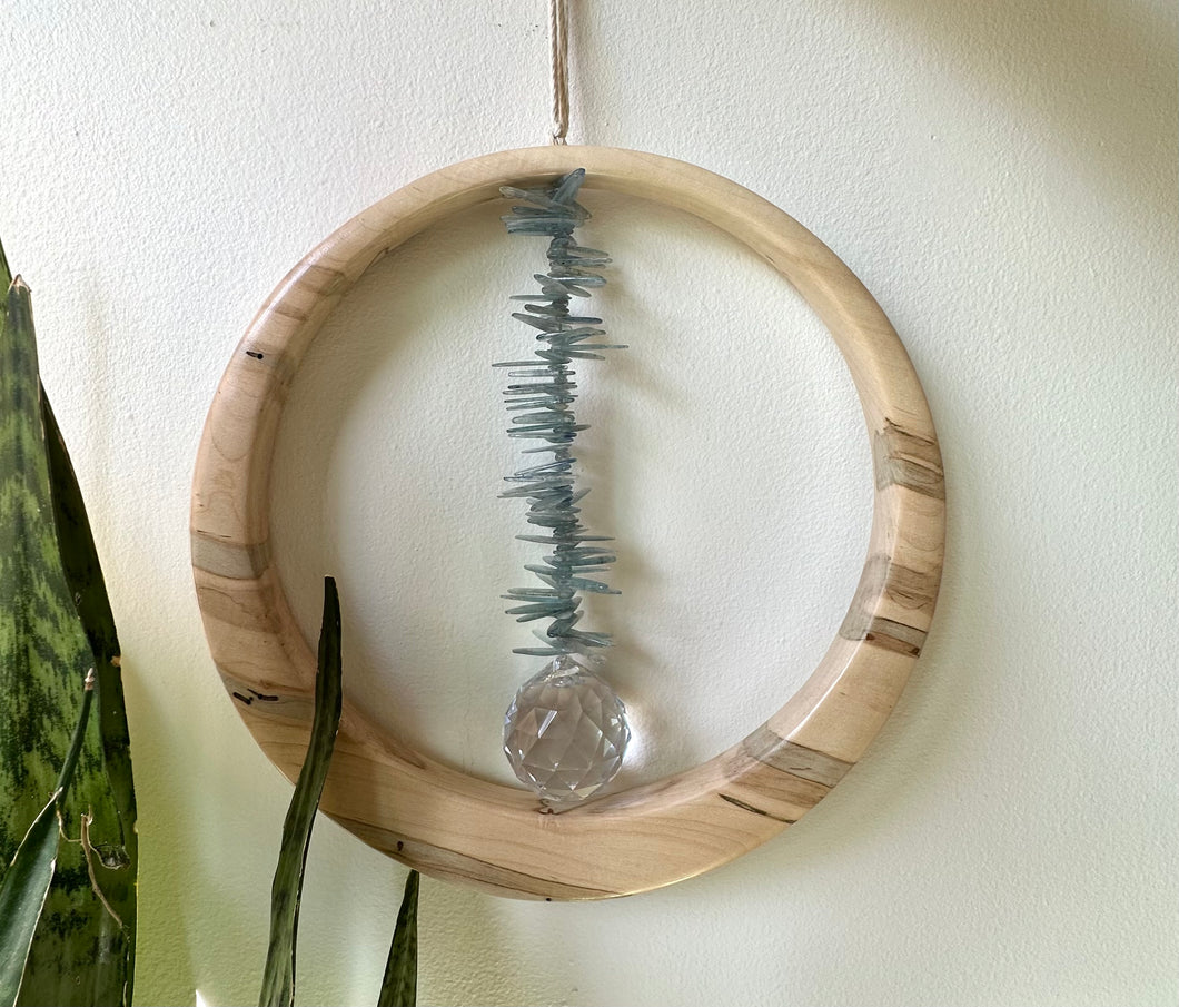 Blue Kyanite Maplewood Suncatcher