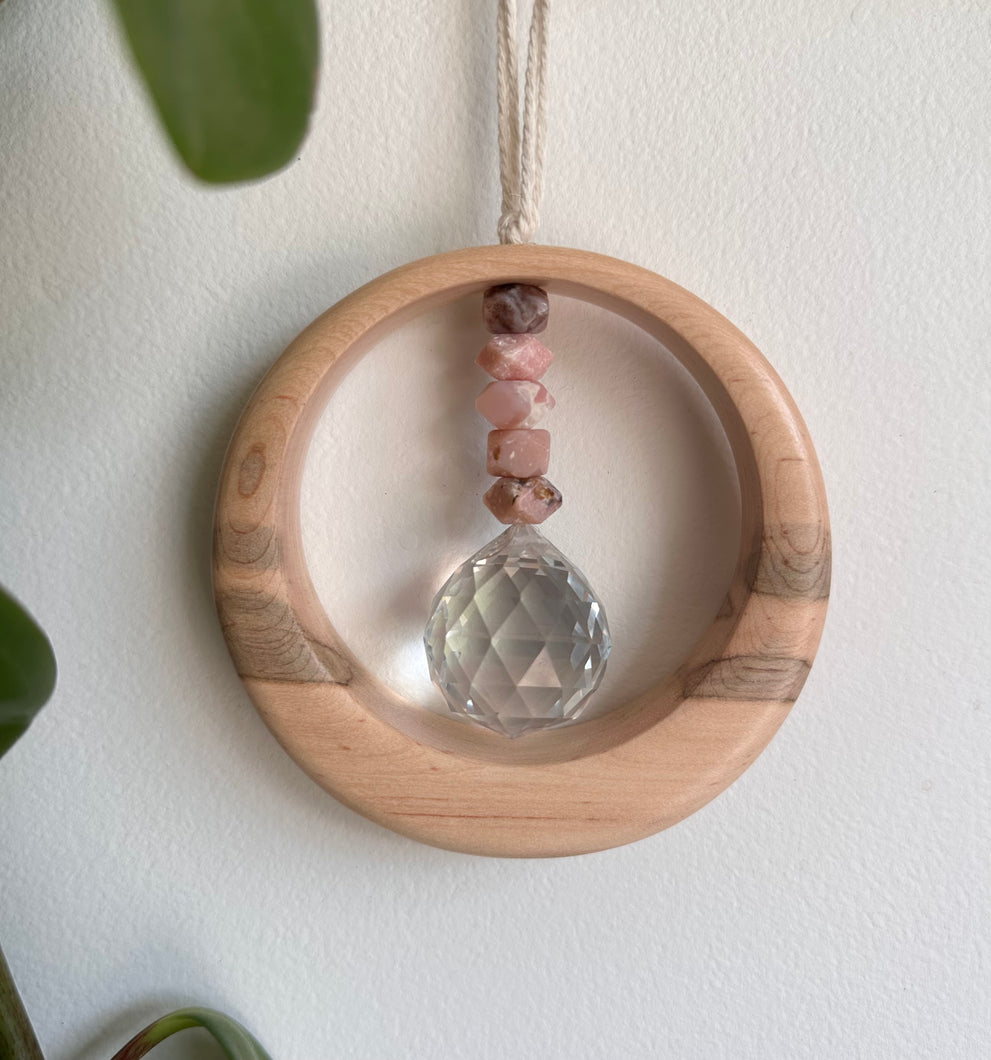 Peruvian Pink Opal Maplewood Suncatcher mini