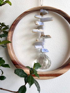 Multicolored Blue Lace Agate Canarywood Suncatcher