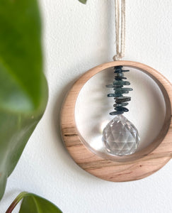 Blue Kyanite Maplewood Suncatcher mini