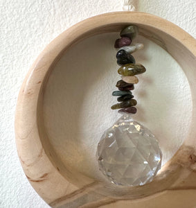 Rainbow Tourmaline Mini Maplewood Suncatcher