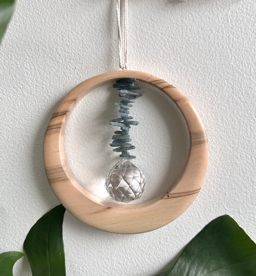 Blue Kyanite Maplewood Suncatcher