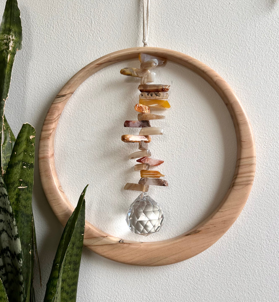 Natural Agate Maplewood Suncatcher