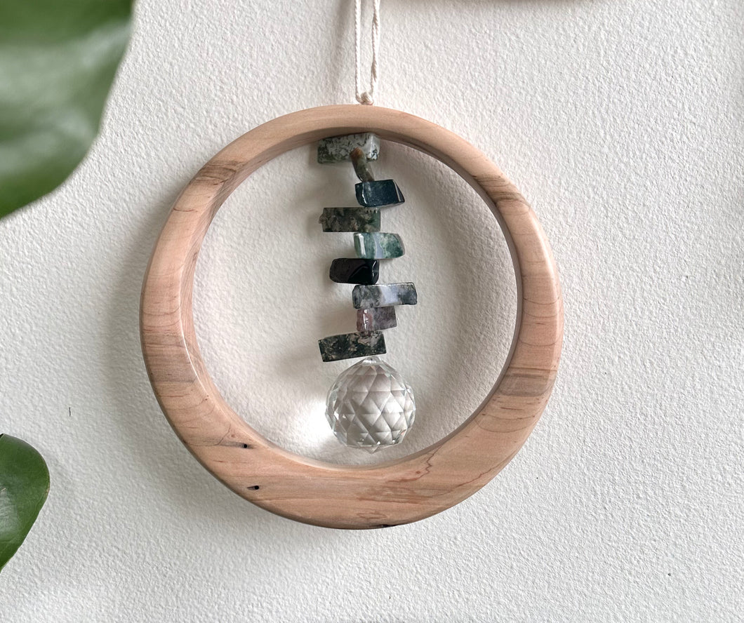 Moss Agate Maplewood Suncatcher