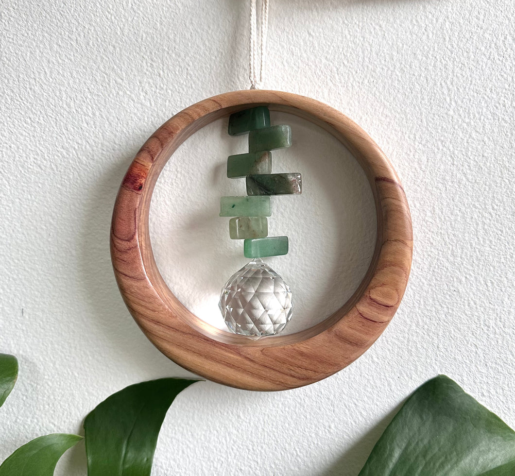 Green Aventurine Canarywood Suncatcher