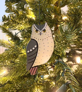 Screech Owl Ornament grey